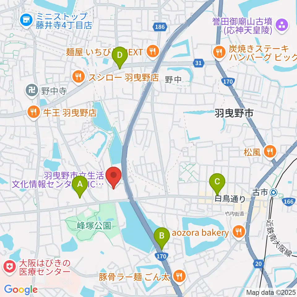LICはびきの周辺のホテル一覧地図