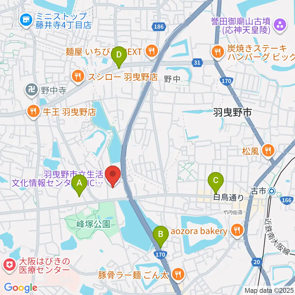 LICはびきの周辺のホテル一覧地図