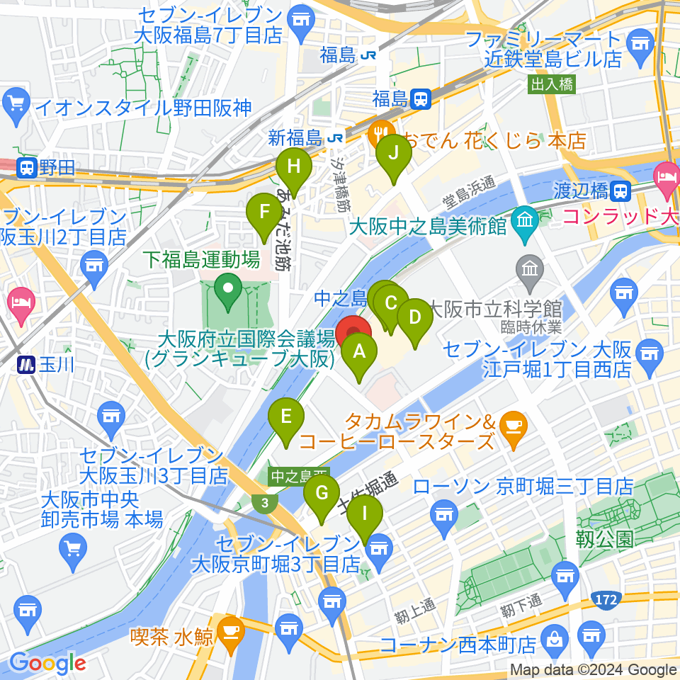 グランキューブ大阪周辺のホテル一覧地図