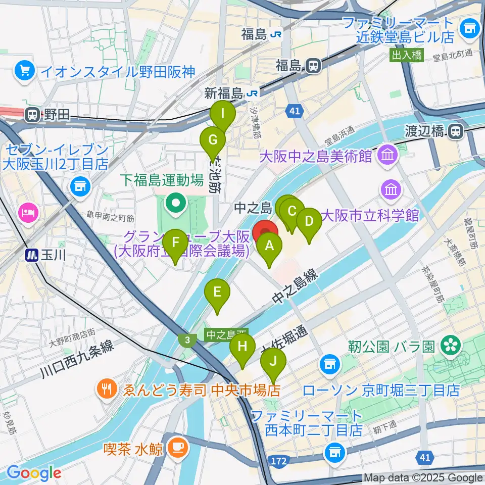 グランキューブ大阪周辺のホテル一覧地図