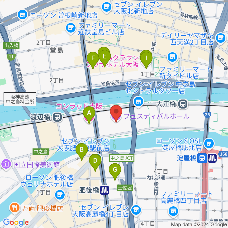 フェスティバルホール周辺のホテル一覧地図