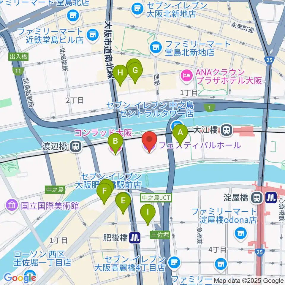 フェスティバルホール周辺のホテル一覧地図