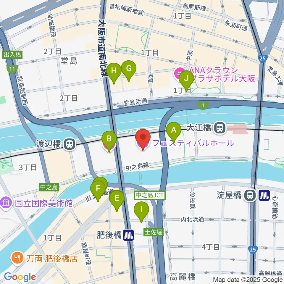 フェスティバルホール周辺のホテル一覧地図