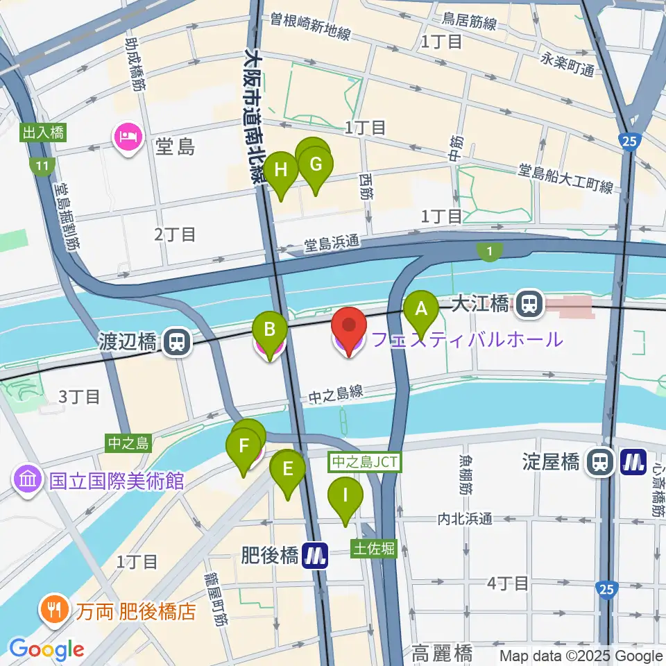 フェスティバルホール周辺のホテル一覧地図