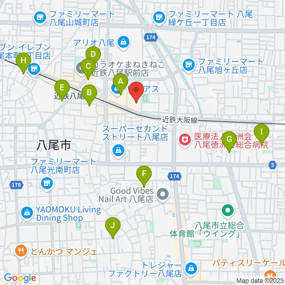 八尾市文化会館プリズムホール周辺のホテル一覧地図