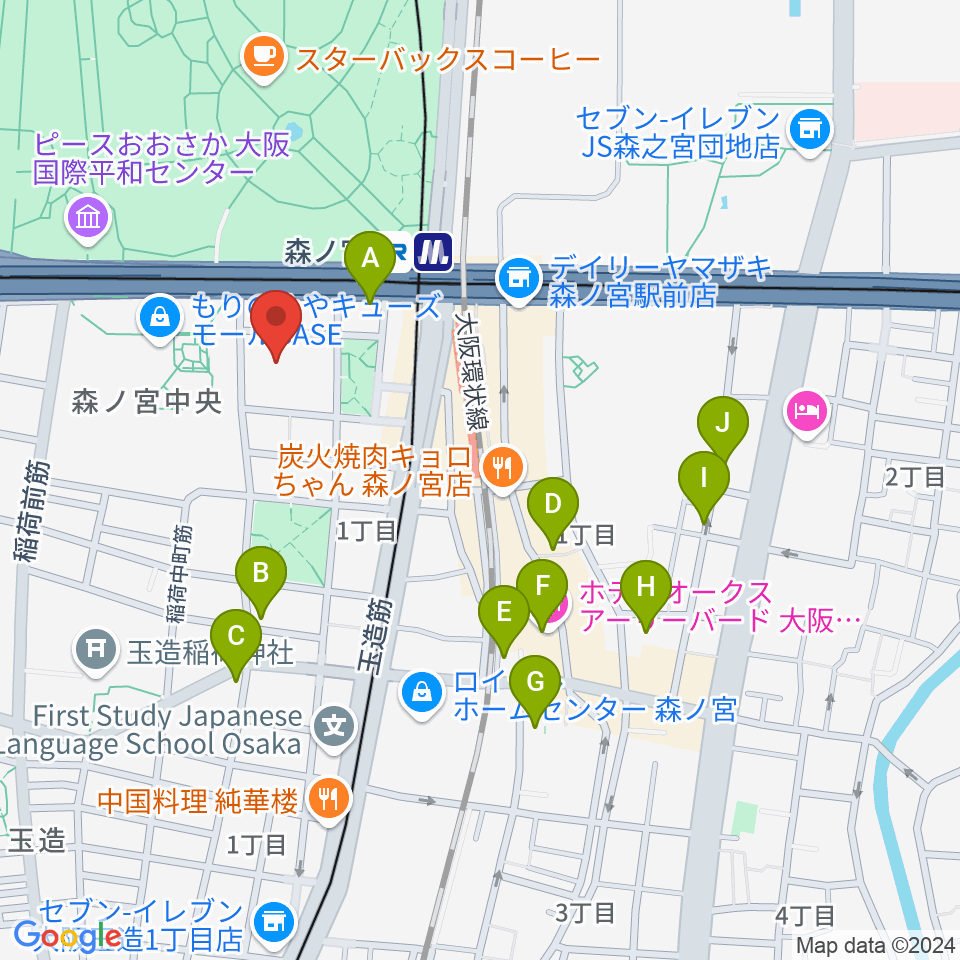 森ノ宮ピロティホール周辺のホテル一覧地図