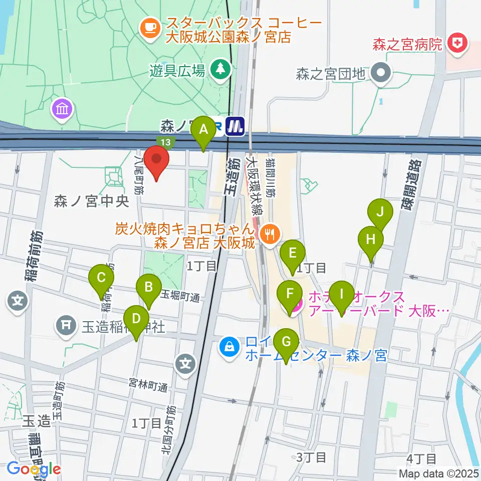 森ノ宮ピロティホール周辺のホテル一覧地図