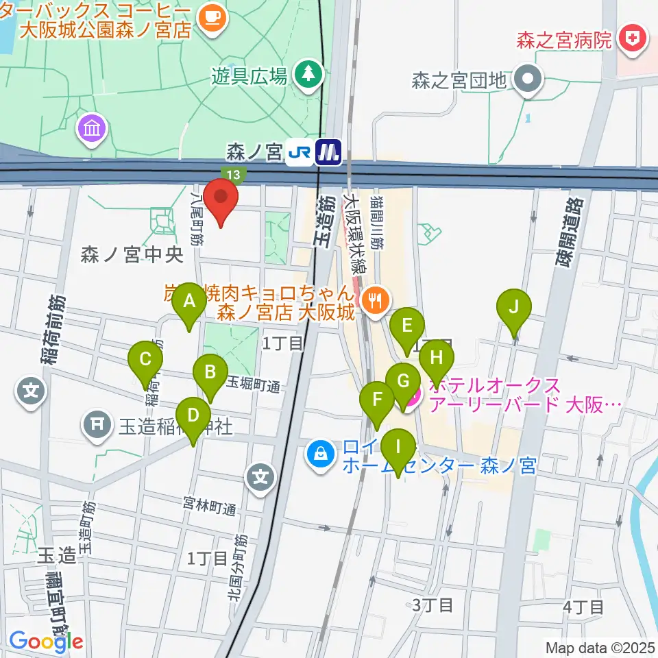 森ノ宮ピロティホール周辺のホテル一覧地図