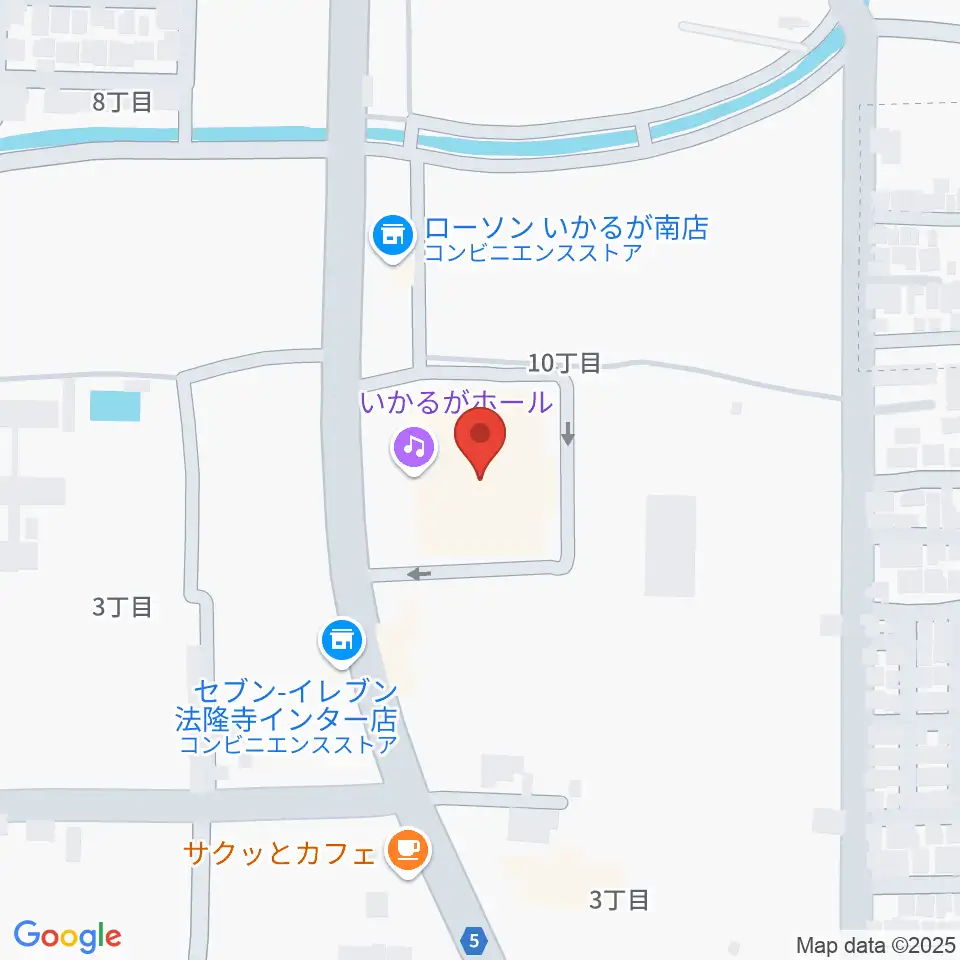 いかるがホール周辺のホテル一覧地図