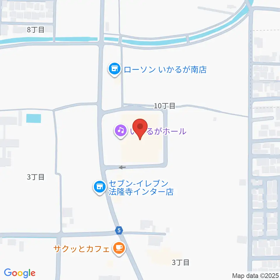 いかるがホール周辺のホテル一覧地図