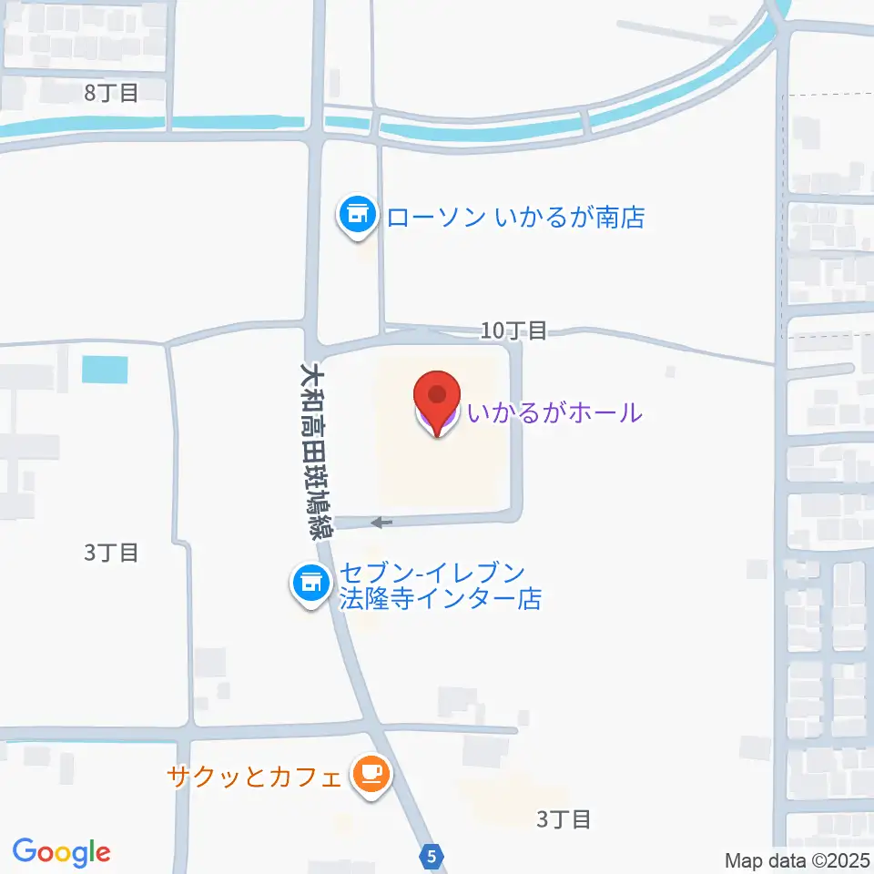 いかるがホール周辺のホテル一覧地図