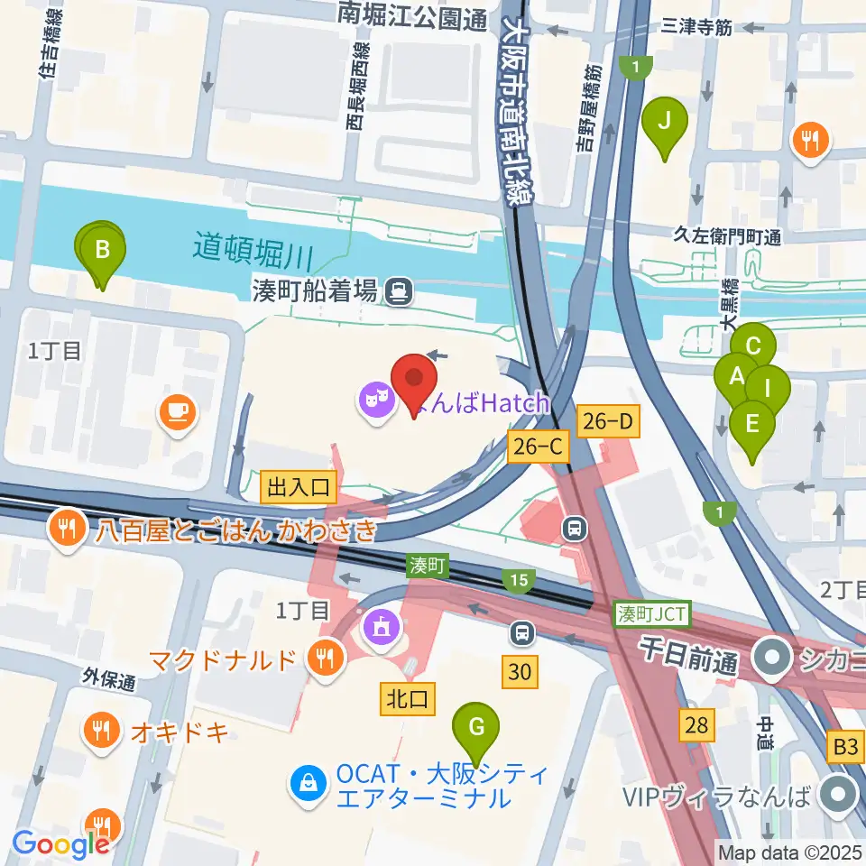 なんばハッチ周辺のホテル一覧地図