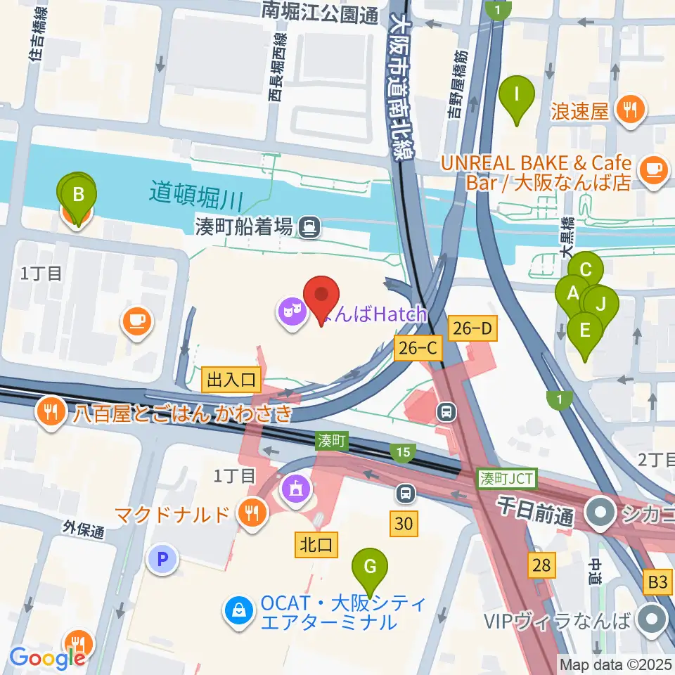 なんばハッチ周辺のホテル一覧地図