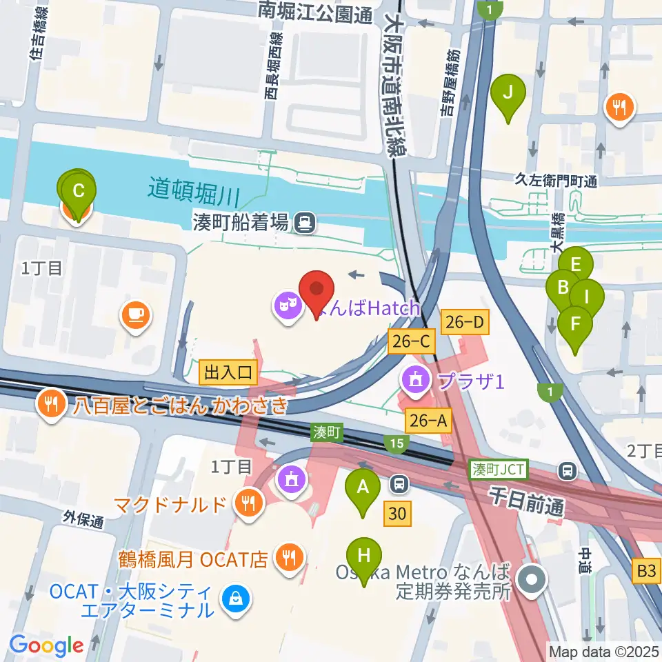 なんばハッチ周辺のホテル一覧地図