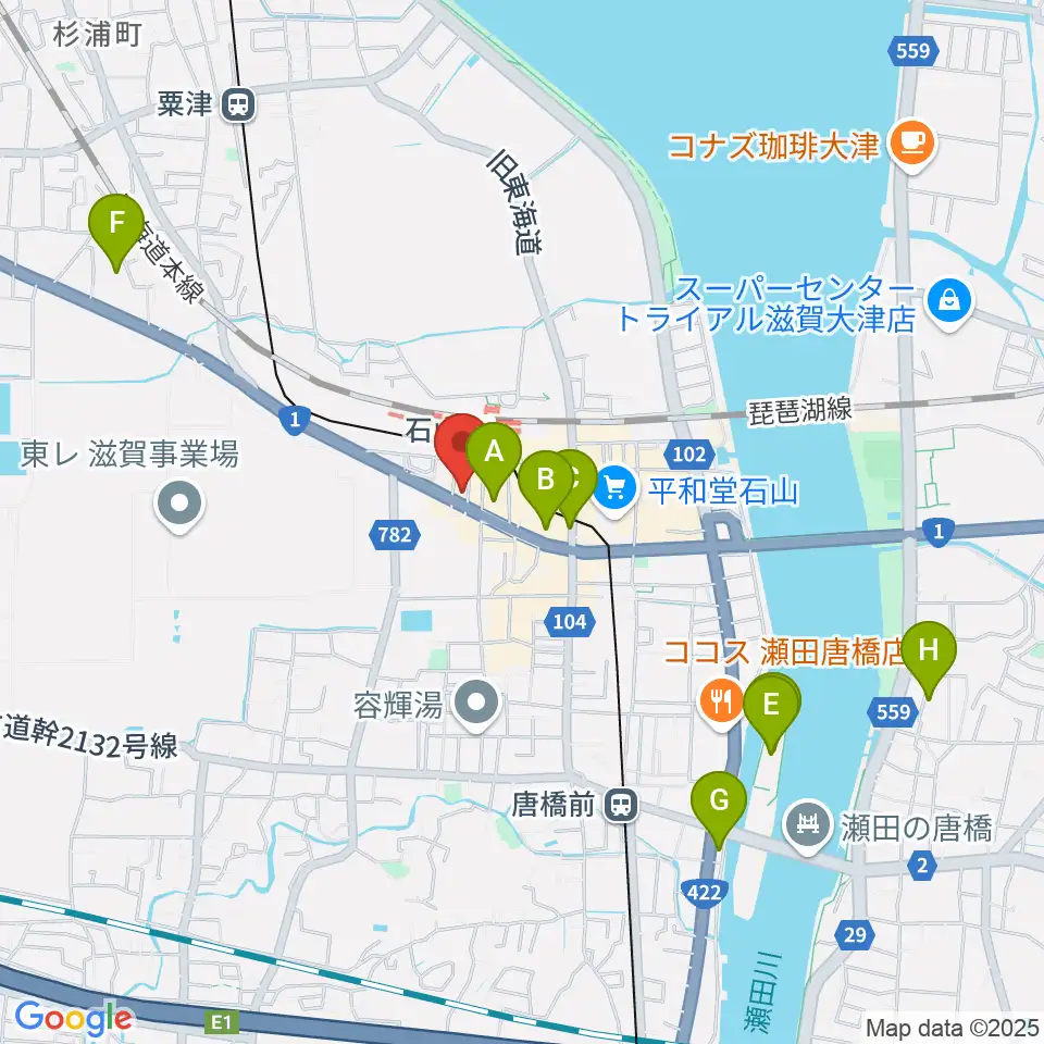 滋賀ユーストン周辺のホテル一覧地図