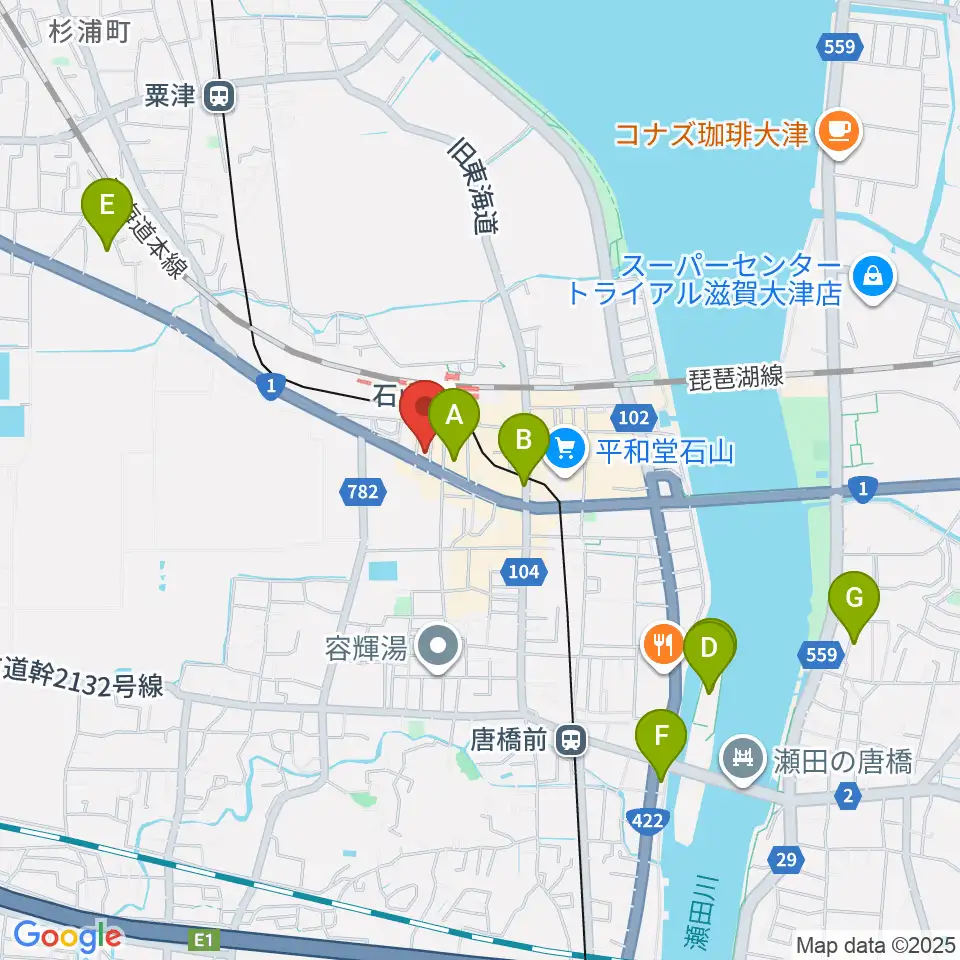 滋賀ユーストン周辺のホテル一覧地図