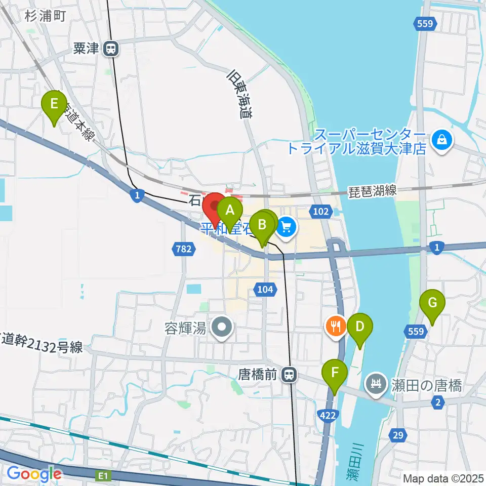 滋賀ユーストン周辺のホテル一覧地図