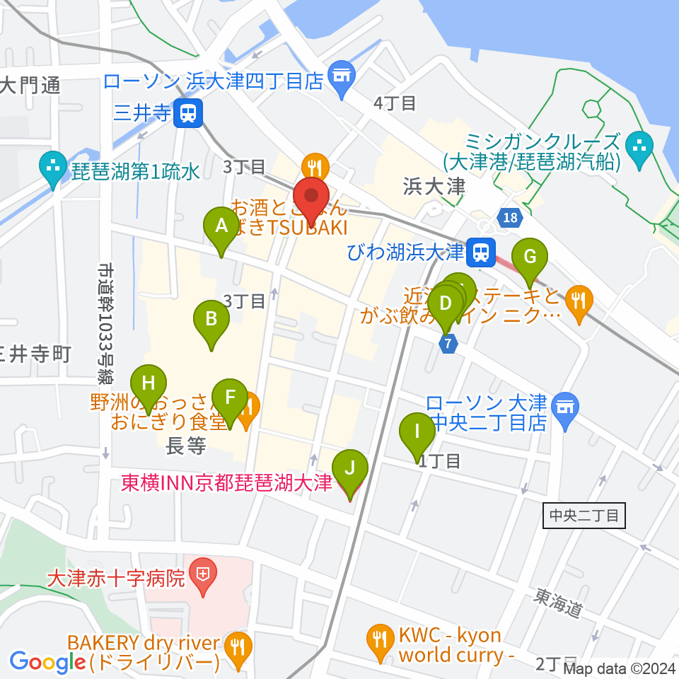 滋賀B-FLAT周辺のホテル一覧地図