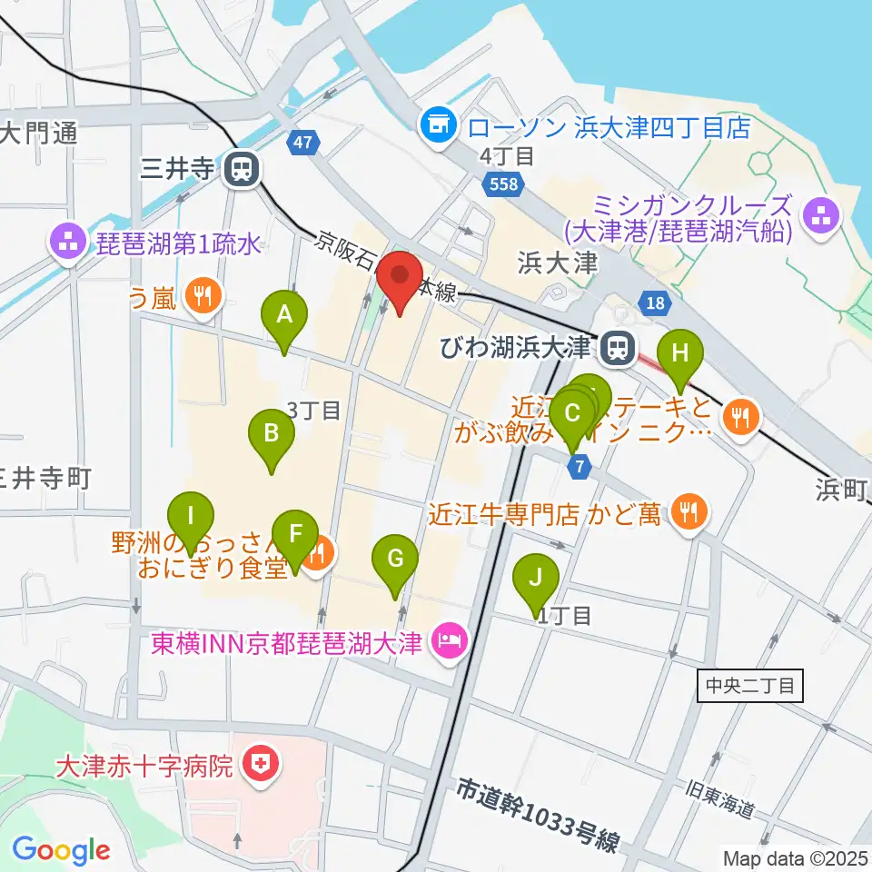 滋賀B-FLAT周辺のホテル一覧地図