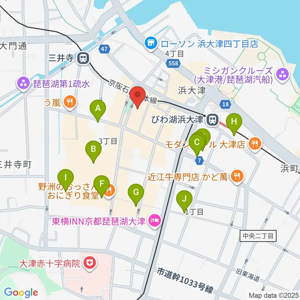 滋賀B-FLAT周辺のホテル一覧地図