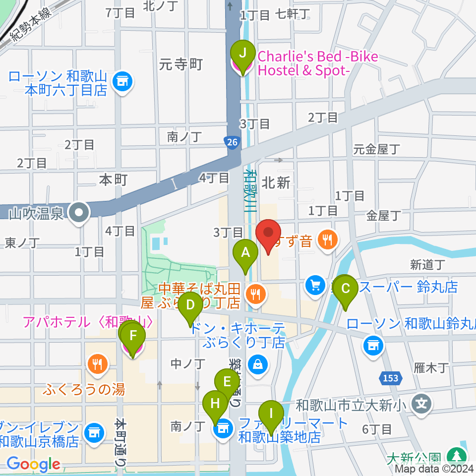 和歌山CLUB GATE周辺のホテル一覧地図