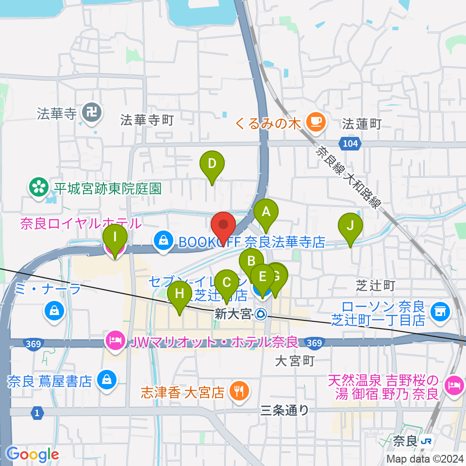 奈良ネバーランド周辺のホテル一覧地図