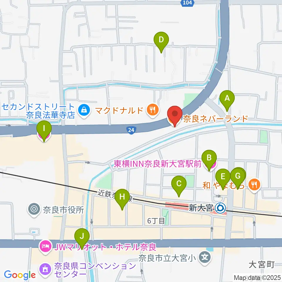 奈良ネバーランド周辺のホテル一覧地図