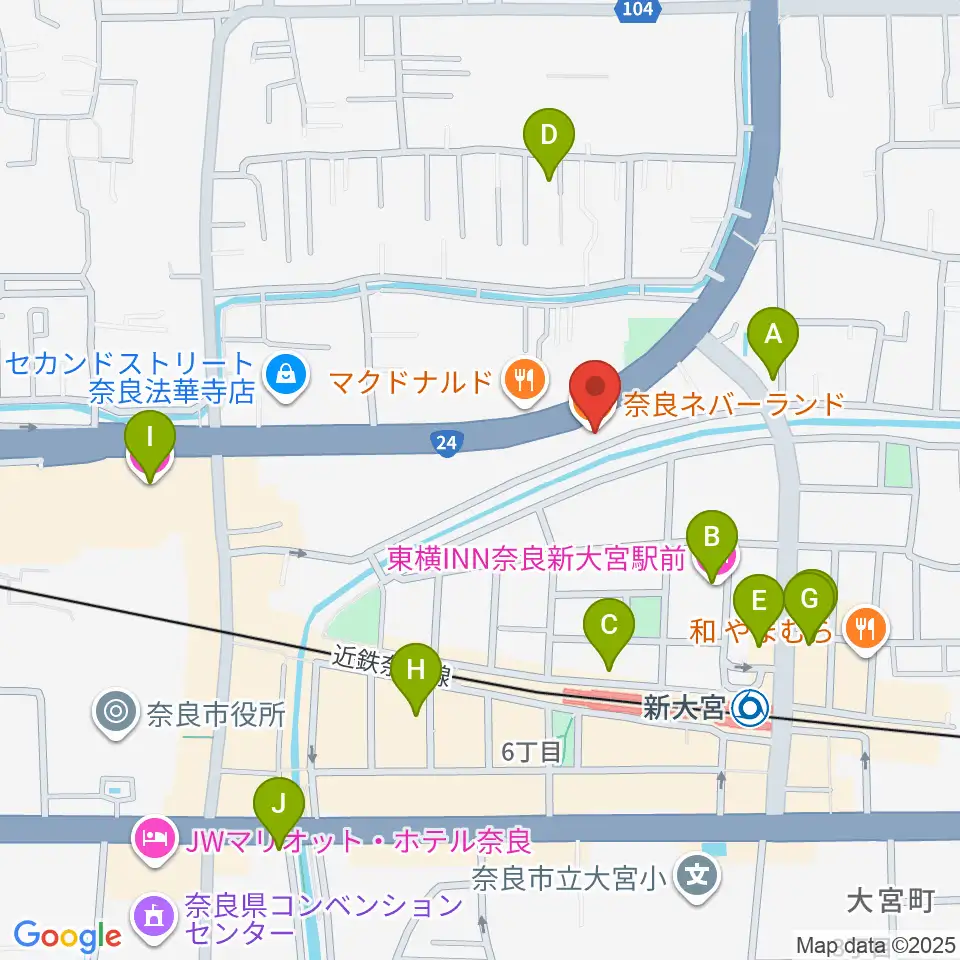 奈良ネバーランド周辺のホテル一覧地図