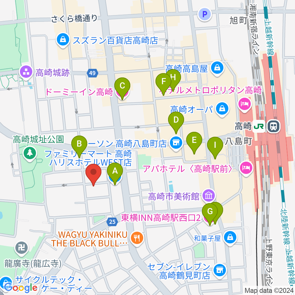 高崎TRUST55周辺のホテル一覧地図