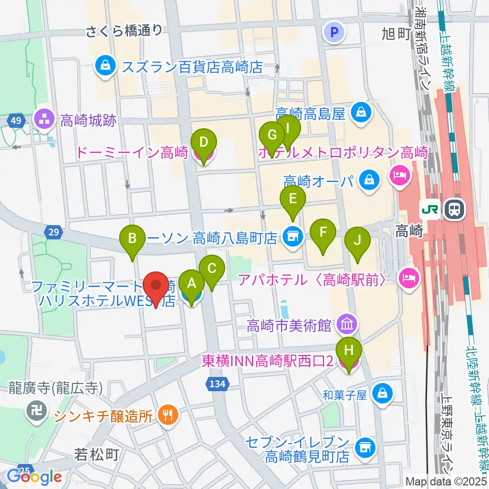 高崎TRUST55周辺のホテル一覧地図