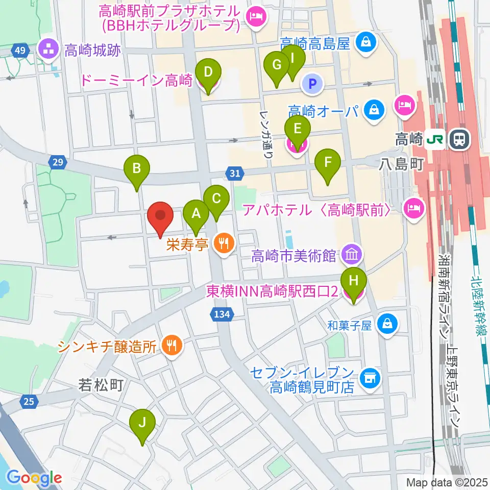 高崎TRUST55周辺のホテル一覧地図
