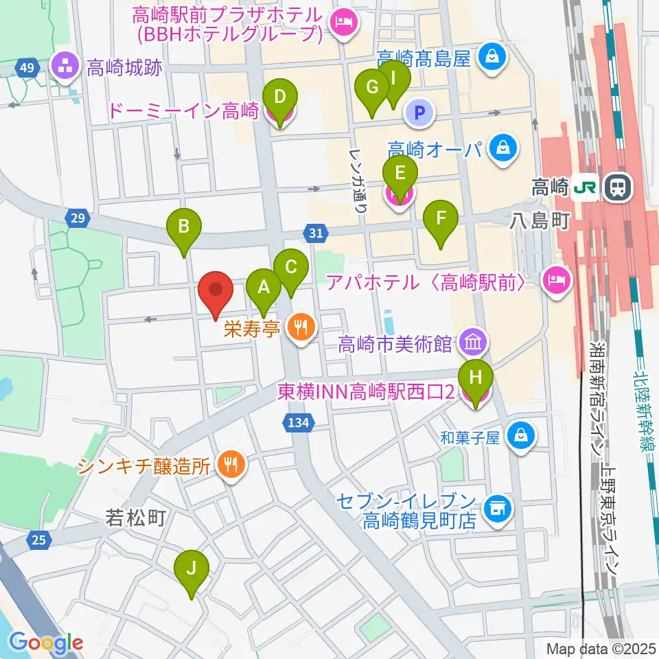 高崎TRUST55周辺のホテル一覧地図
