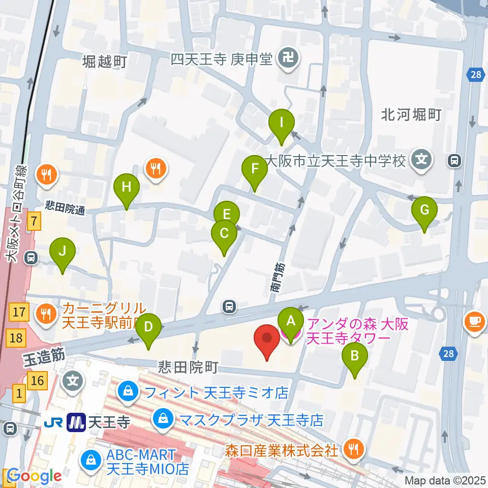 ワンリバーギター&ボーカルスクール周辺のホテル一覧地図