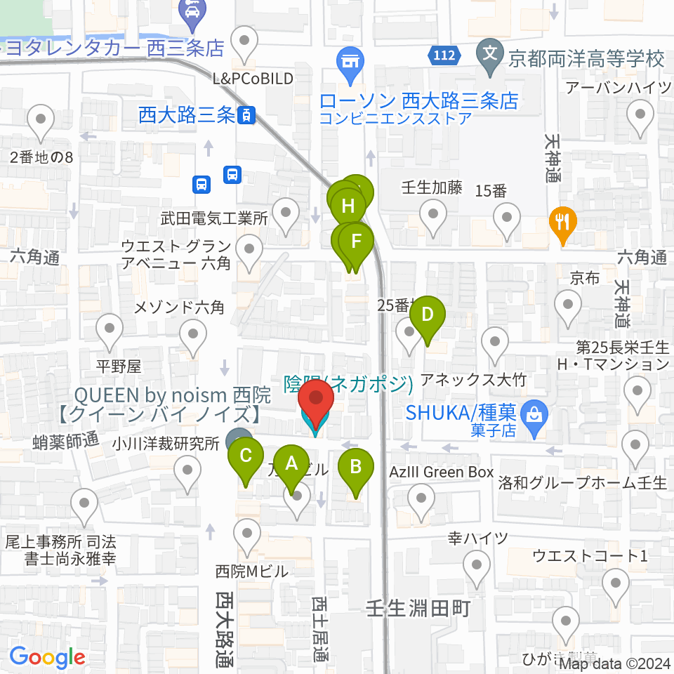 西院ネガポジ周辺のホテル一覧地図