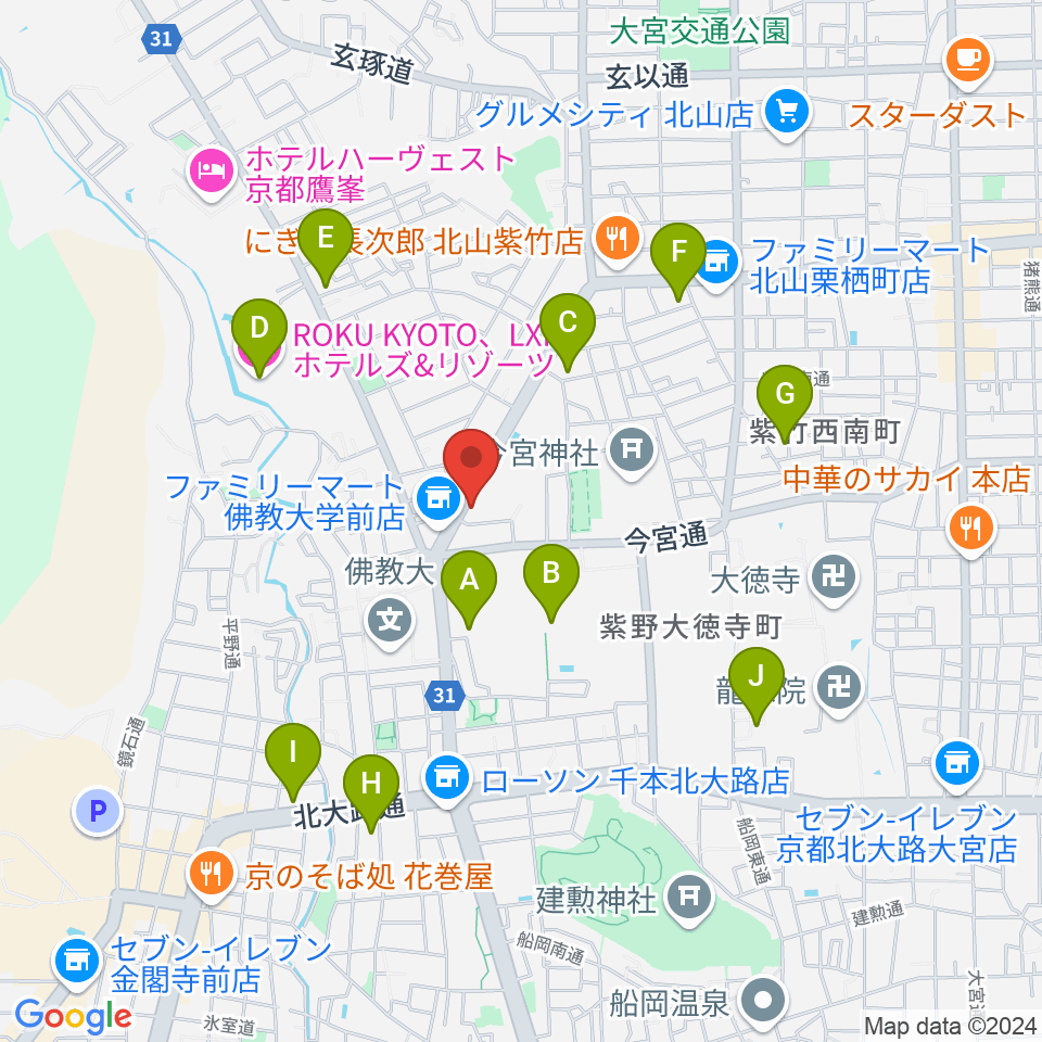 京都ソーレカフェ周辺のホテル一覧地図