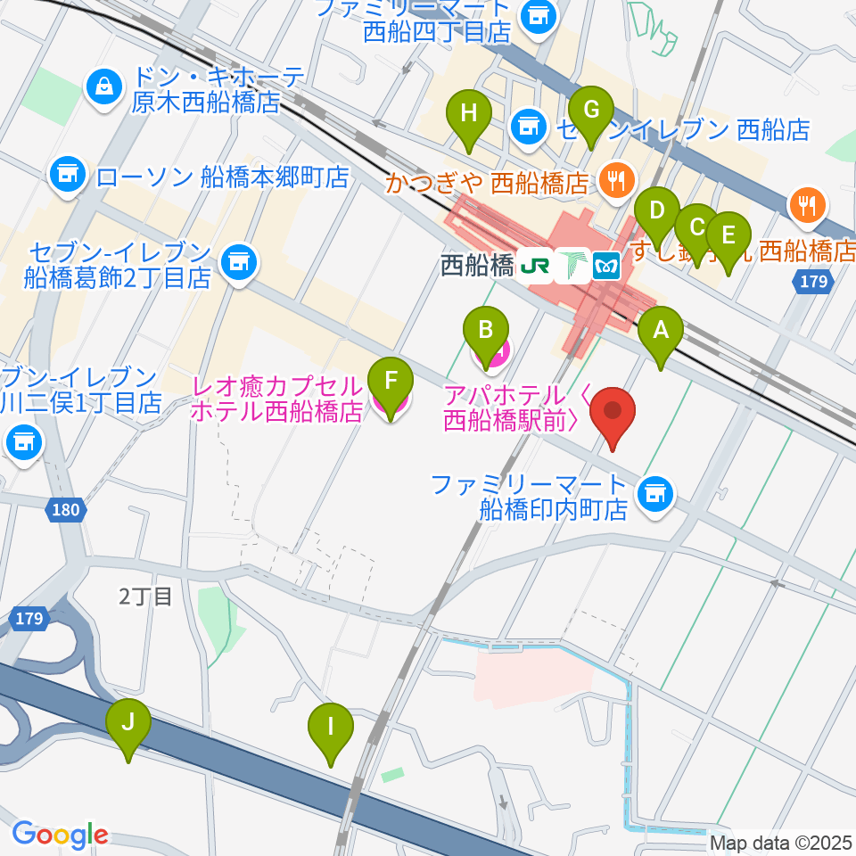 スタジオサン西船橋店周辺のホテル一覧地図