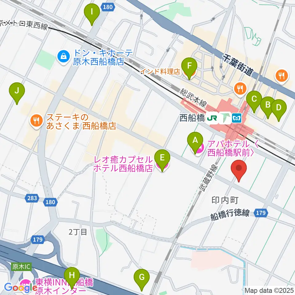 スタジオサン西船橋店周辺のホテル一覧地図