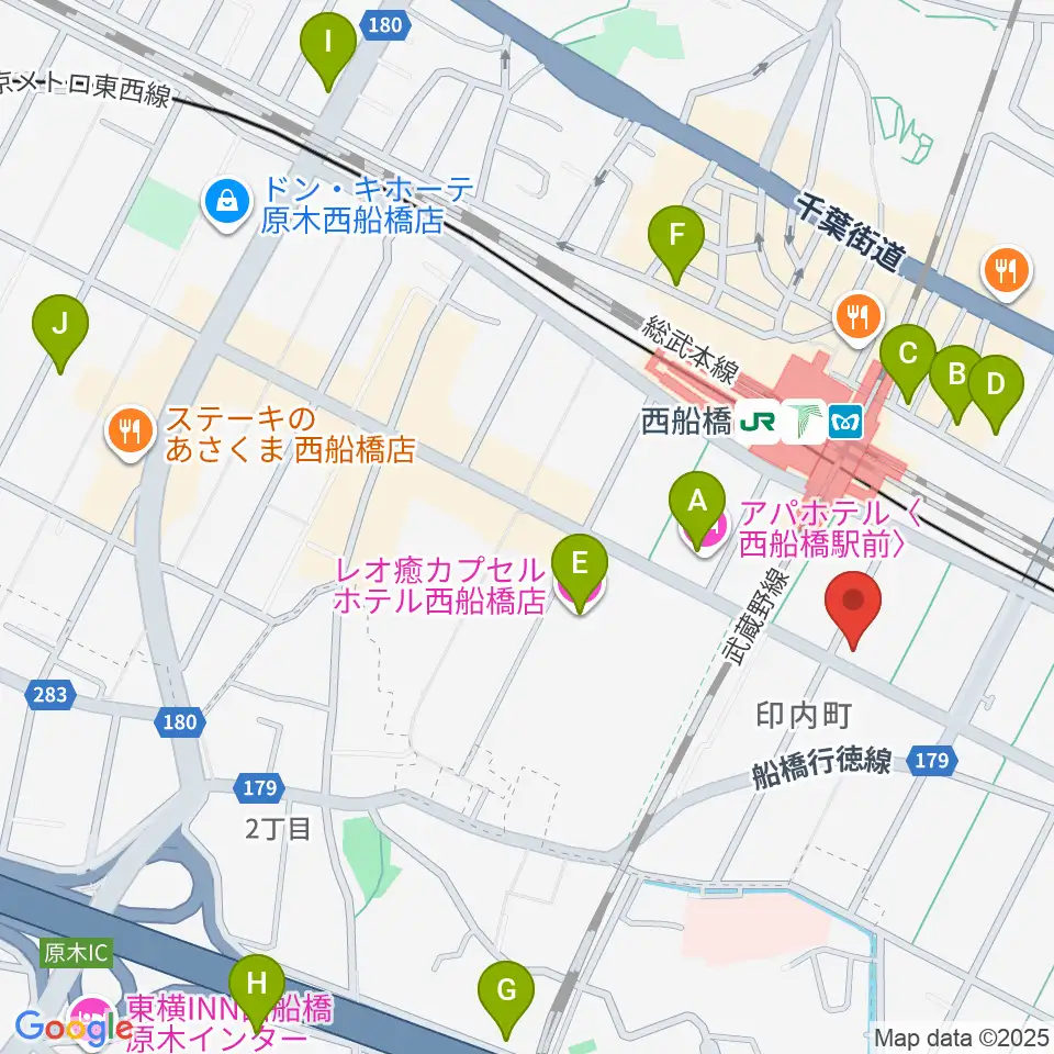 スタジオサン西船橋店周辺のホテル一覧地図