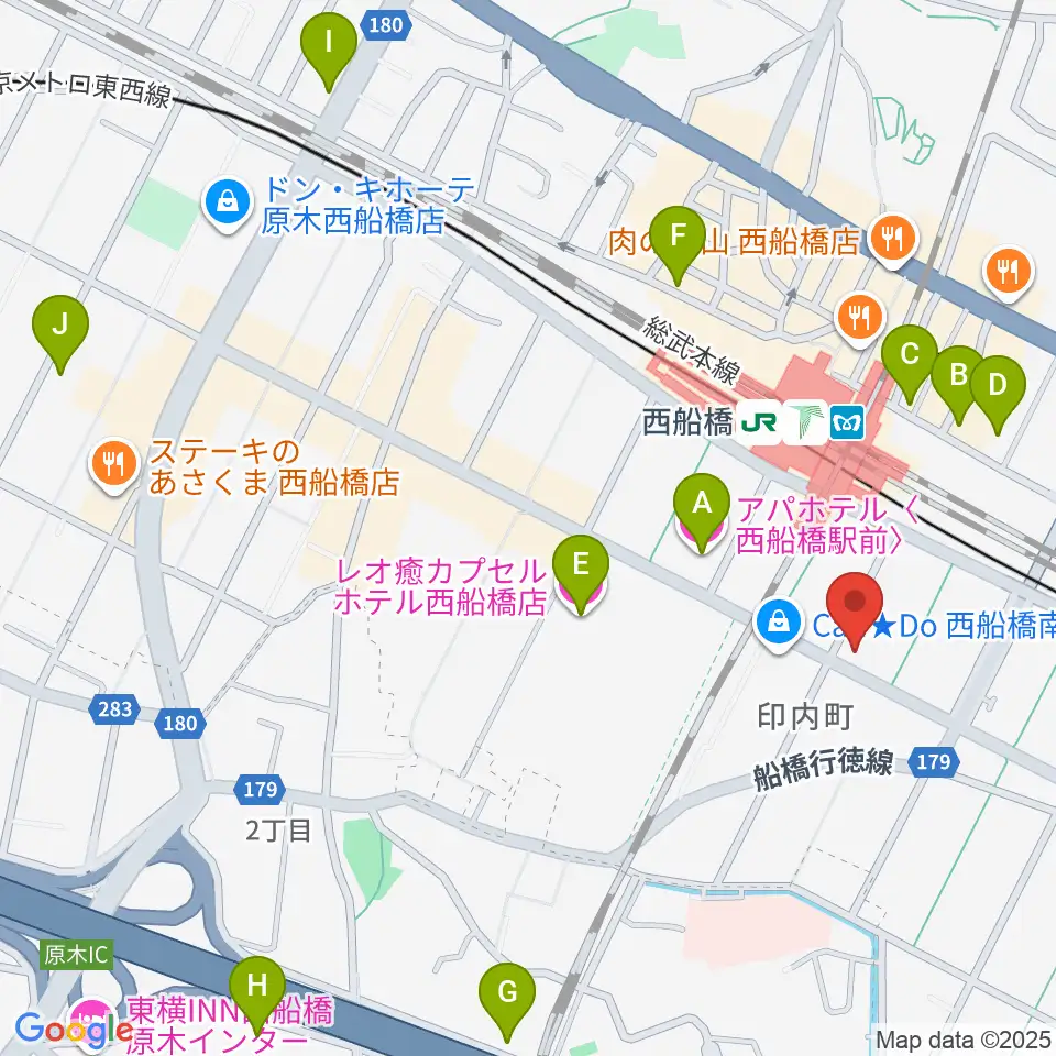 スタジオサン西船橋店周辺のホテル一覧地図