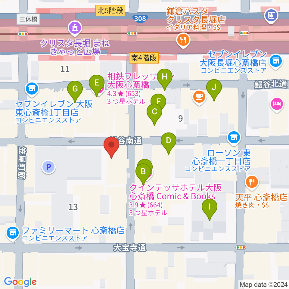 心斎橋CLUB STOMP周辺のホテル一覧地図