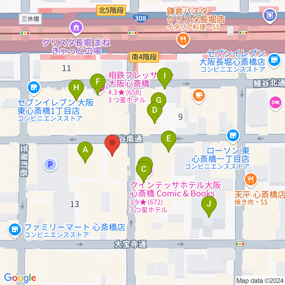 心斎橋CLUB STOMP周辺のホテル一覧地図