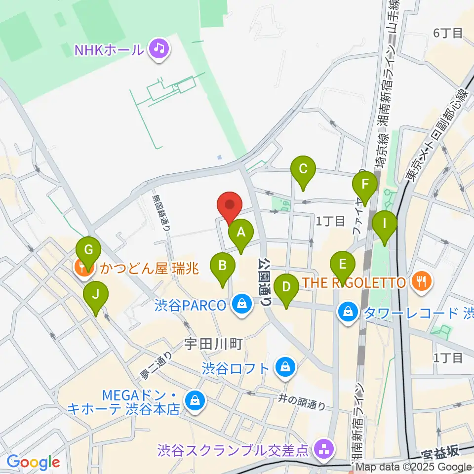 渋谷公園通りBODY&SOUL周辺のホテル一覧地図