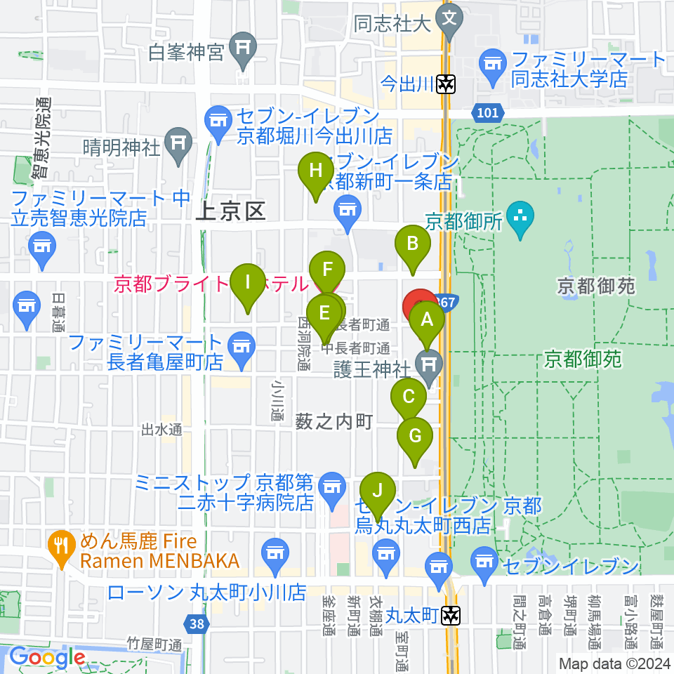 京都KBSホール周辺のホテル一覧地図