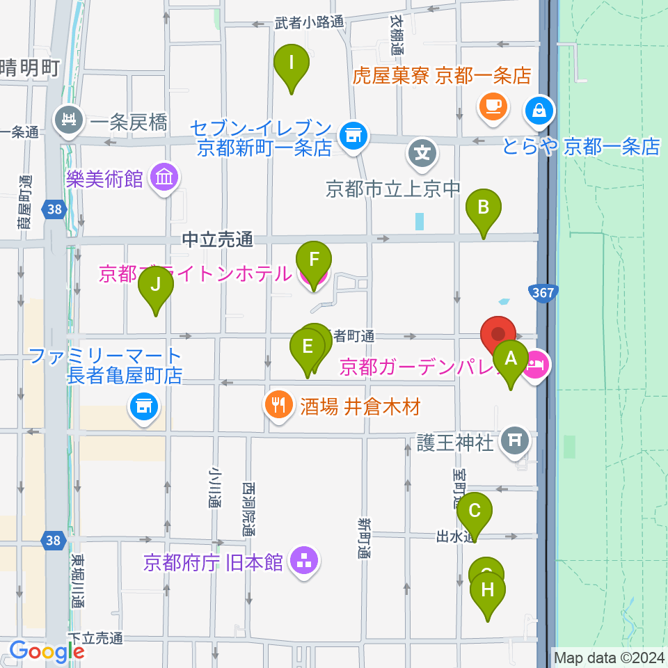 京都KBSホール周辺のホテル一覧地図