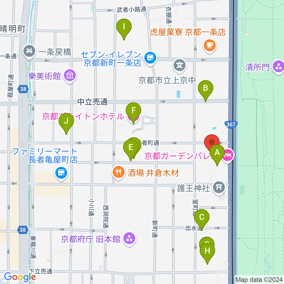 京都KBSホール周辺のホテル一覧地図