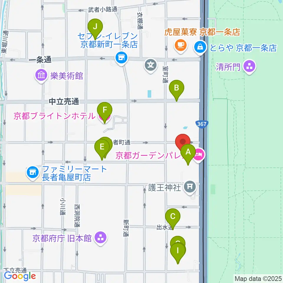 京都KBSホール周辺のホテル一覧地図