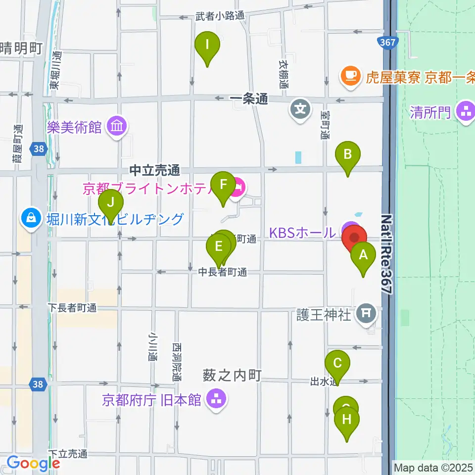 京都KBSホール周辺のホテル一覧地図
