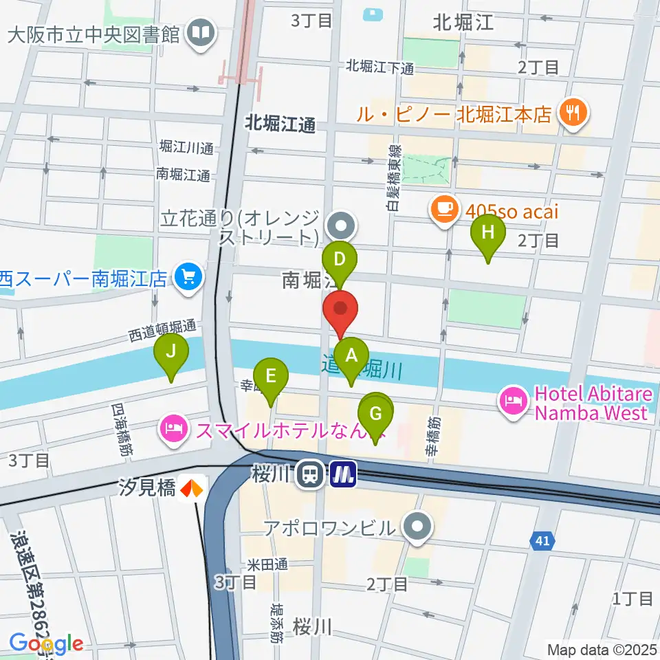 南堀江エンヴァイロメントゼロジー周辺のホテル一覧地図