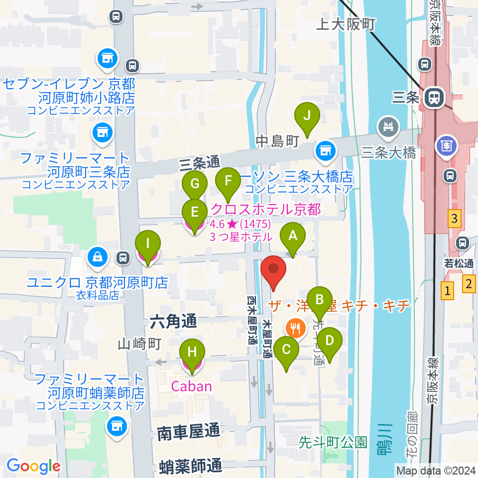 木屋町アバンギルド周辺のホテル一覧地図