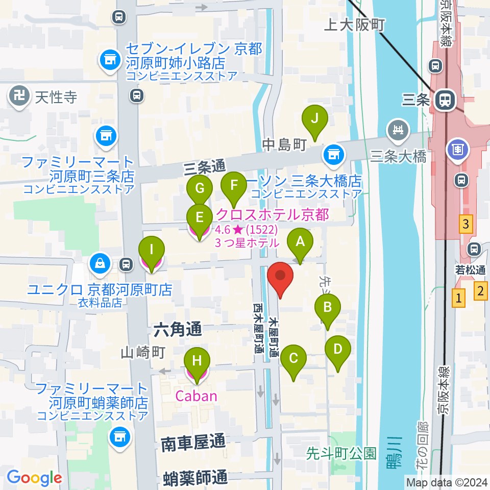 木屋町アバンギルド周辺のホテル一覧地図